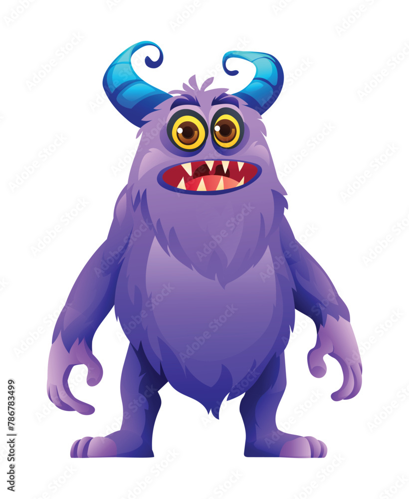 Fototapeta premium Furry monster character. Vector cartoon illustration