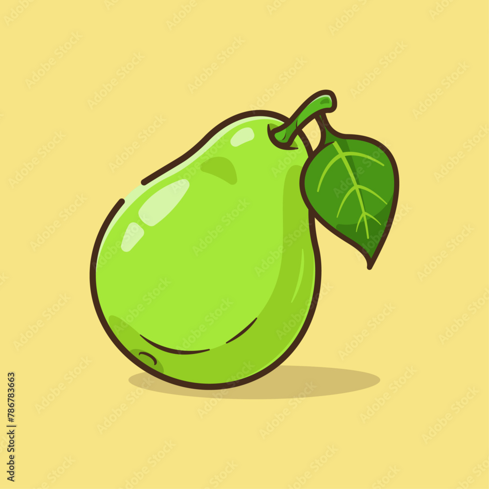 Green Pear Fruit Cartoon Vector. Food and Beverages Illustration Theme. Green Pear Fruit Cartoon Vector. Food and Beverages Illustration Theme.