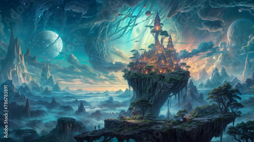 Fantasy landscape with a temple