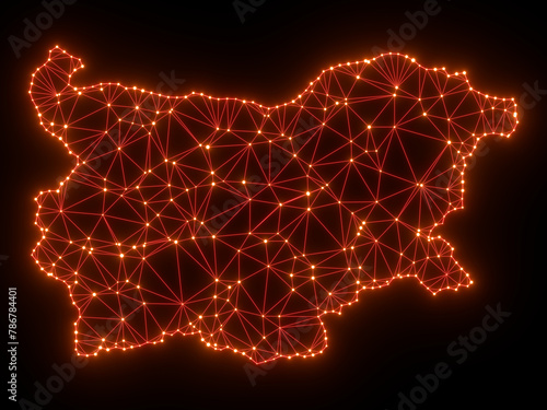 A sketching style of the map Bulgaria. An abstract image for a geographical design template. Image isolated on black background.