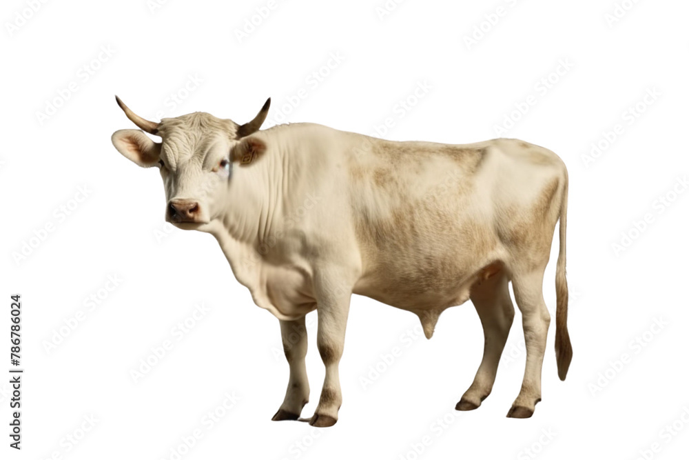 White Cow Cattle on Clear Background PNG