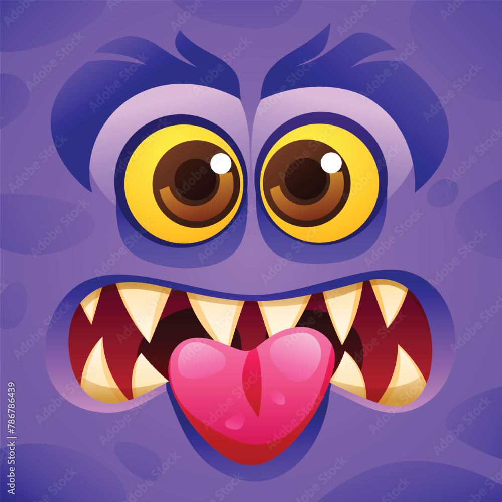 Funny monster showing tongue character face expression. Vector cartoon illustration