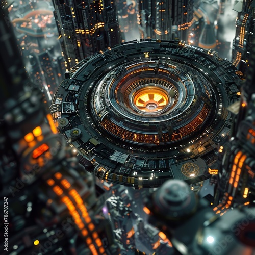 Capture the intricate details of futuristic technology from a wormseye view, as digital minds craft the narratives of tomorrows stories in a photorealistic digital rendering technique © PrusarooYakk