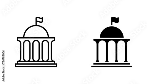 City hall building line icon set, outline vector sign, linear style pictogram, vector illustration on white background.