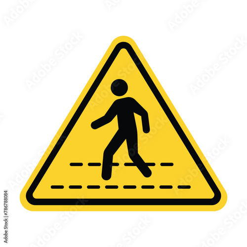 pedestrian crossing area sign yellow triangle sign zebra cross