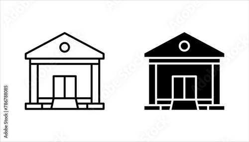 City hall building line icon set, outline vector sign, linear style pictogram, vector illustration on white background.