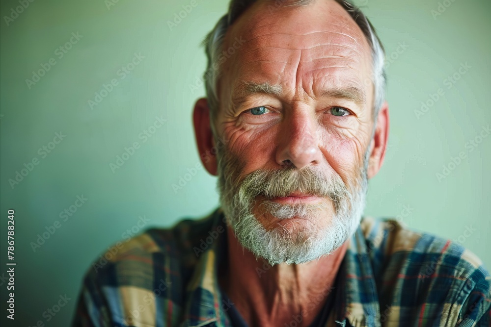 Portrait of a senior man with a gray beard and mustache. Portrait of a senior man with a gray beard and mustache.