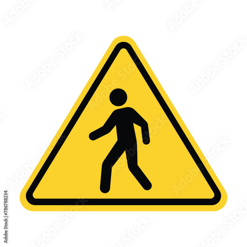 pedestrian walk safety yellow triangle sign pedestrian wakway road crossing