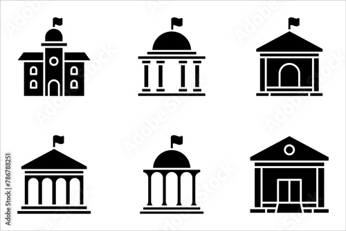 City hall building line icon set, outline vector sign, linear style pictogram, vector illustration on white background.