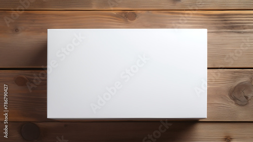 Blank white signboard hanging on a wooden wall. Mock up