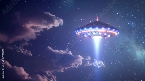 UFO in the night city, 