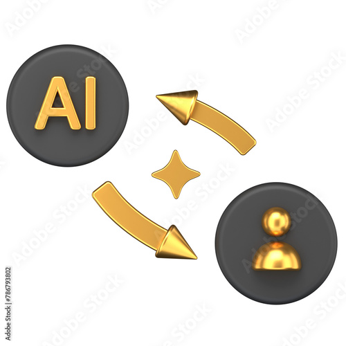 3D Icon of a symbol showing human and ai interaction (ID: 786793802)