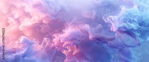 Experience the sublime beauty of abstract artistry with this AI-generated image. Soft pastel colors blend harmoniously in a cloud-like background
