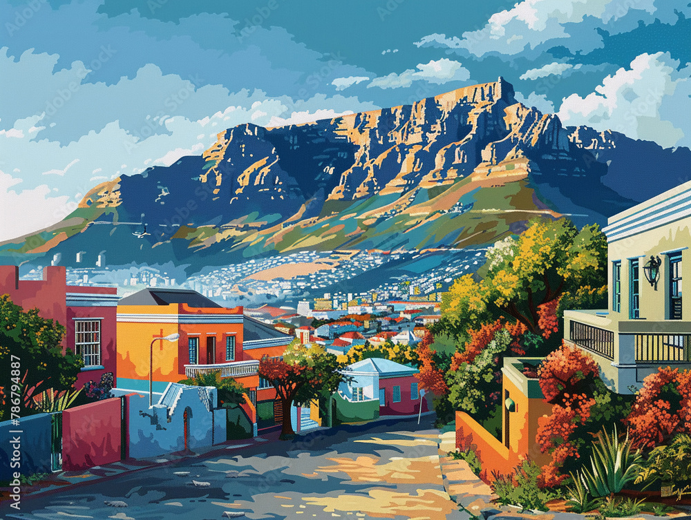 Naklejka premium A picturesque depiction of Cape Towns cityscape