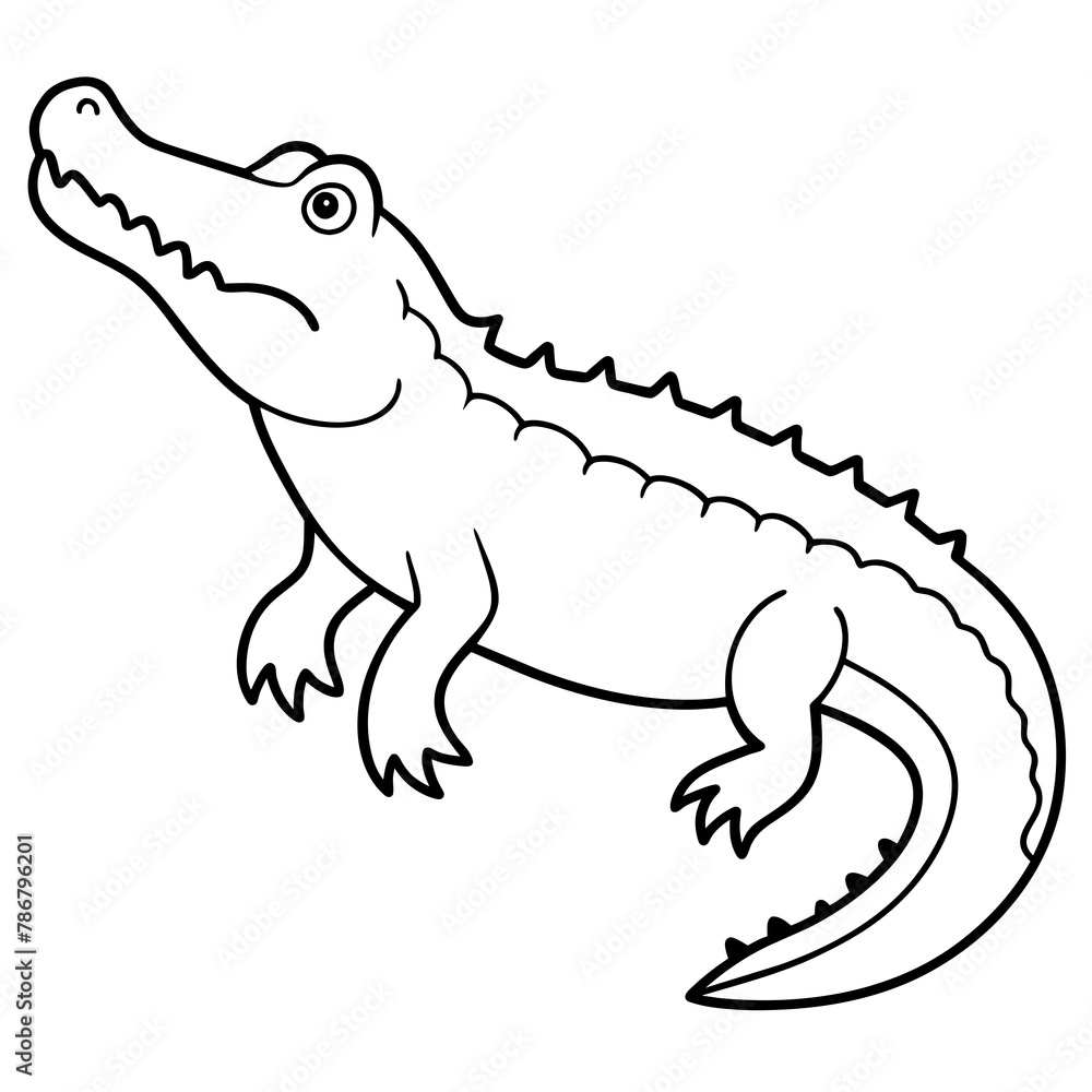 Obraz premium crocodile isolated on white mascot,crocodile silhouette,crocodile face vector,icon,svg,characters,Holiday t shirt,black crocodile face drawn trendy logo Vector illustration,crocodile line art on a whi