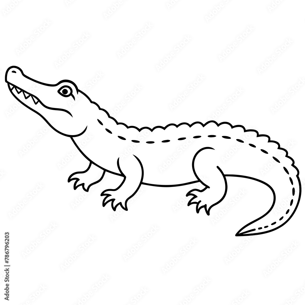 Fototapeta premium crocodile isolated on white mascot,crocodile silhouette,crocodile face vector,icon,svg,characters,Holiday t shirt,black crocodile face drawn trendy logo Vector illustration,crocodile line art on a whi