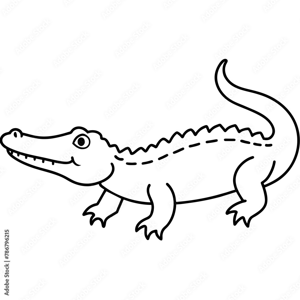 Fototapeta premium crocodile isolated on white mascot,crocodile silhouette,crocodile face vector,icon,svg,characters,Holiday t shirt,black crocodile face drawn trendy logo Vector illustration,crocodile line art on a whi