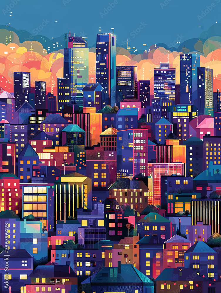 A vibrant illustration of Johannesburgs cityscape A vibrant illustration of Johannesburgs cityscape