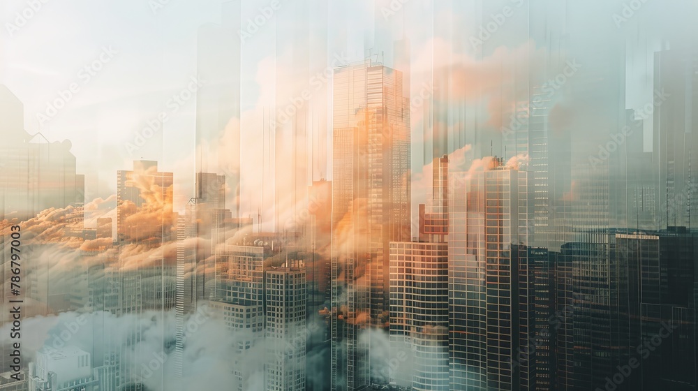 Urban Cloudscape Double Exposure Photography