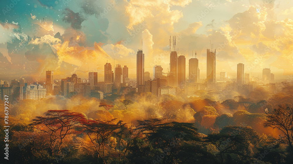 An artistic view of Nairobis cityscape