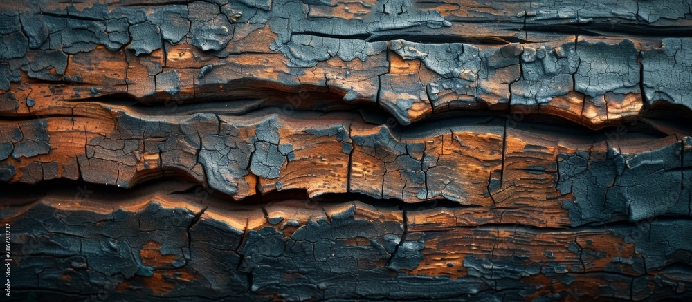 Focus on a detailed view of a wooden plank with colorful paint streaks on its surface Focus on a detailed view of a wooden plank with colorful paint streaks on its surface