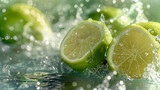 Citrus Fruit Splashing in Water