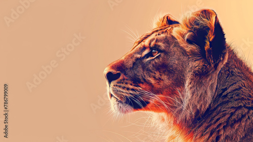 vector illustration of a close up portrait of a lion's head from the left side 3 AI Generative