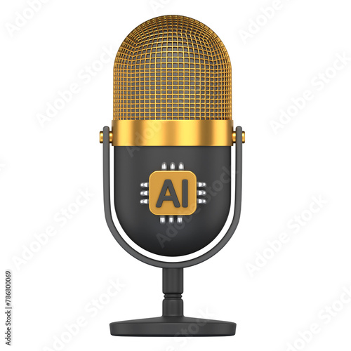 3D Icon of a microphone with an ai chip attached to it (ID: 786800069)