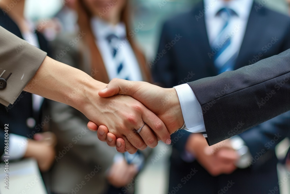 Shaking hands and partnership, Business handshake in the office, Generative AI Shaking hands and partnership, Business handshake in the office, Generative AI