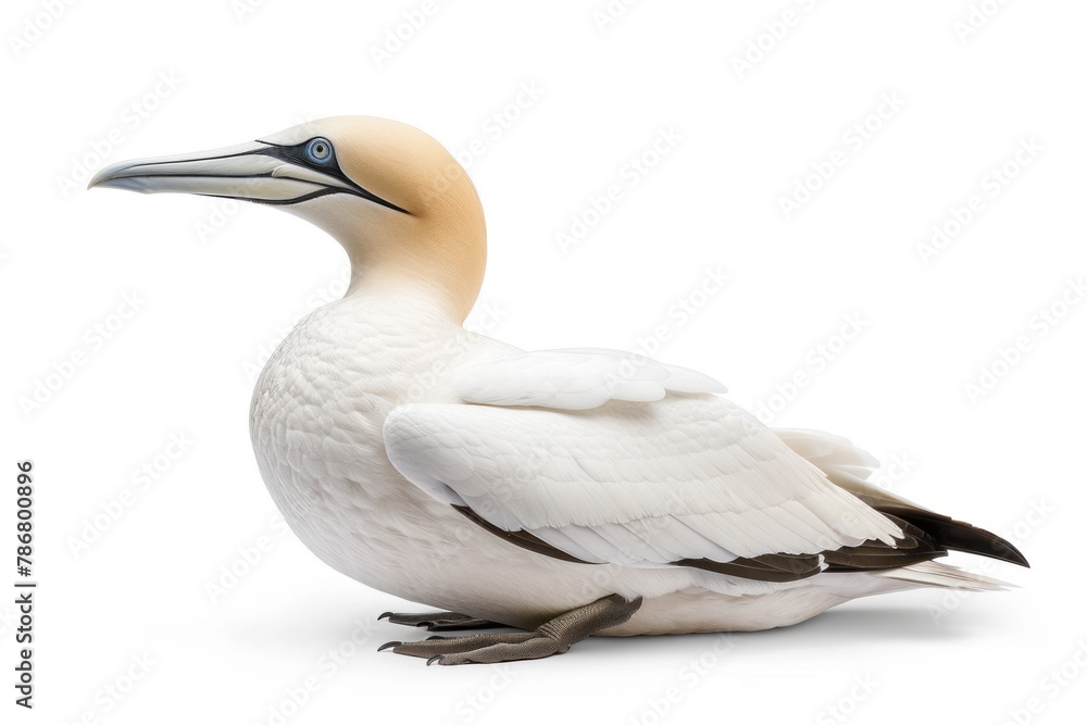 Serene Gannet Bird Sitting Peacefully Isolated on a White Background Serene Gannet Bird Sitting Peacefully Isolated on a White Background