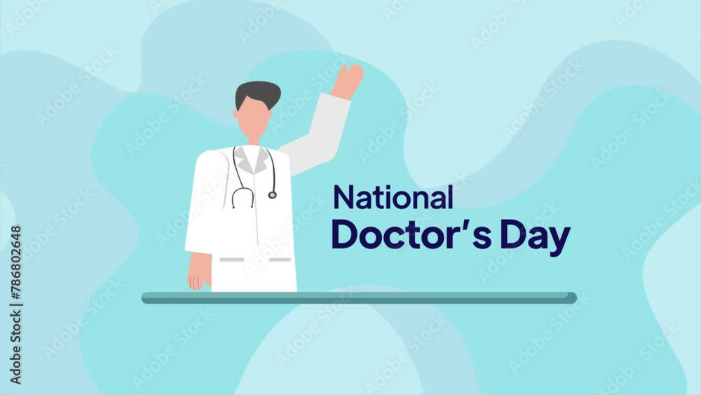 Animated video national doctor's day concept. Full length animation illustration. High quality 4k footage Animated video national doctor's day concept. Full length animation illustration. High quality 4k footage