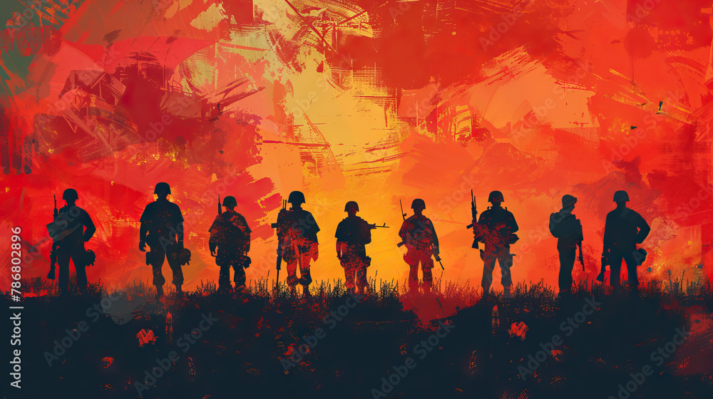 vector plain background with army soldiers 4 AI Generative vector plain background with army soldiers 4 AI Generative