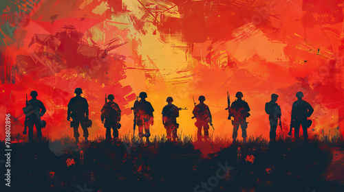 vector plain background with army soldiers 4 AI Generative