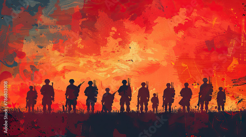 vector plain background with army soldiers 3 AI Generative