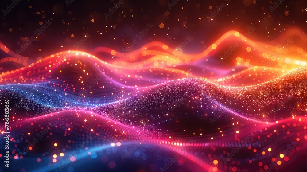 3d rendering of abstract digital particles bokeh background