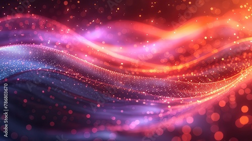 3d rendering abstract of glowing particles in cyberspace and bokeh background