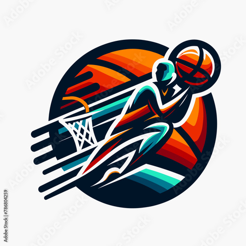 Bright and lively basketball emblem.