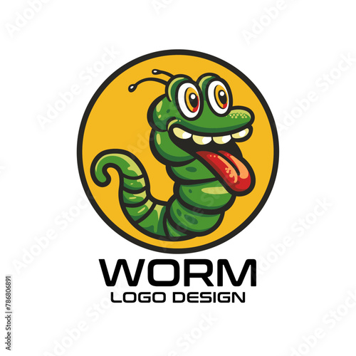 Worm Cartoon Vector Logo Design