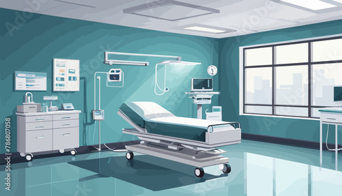 Modern Flat Style Vector Illustration of an Interior Hospital Room