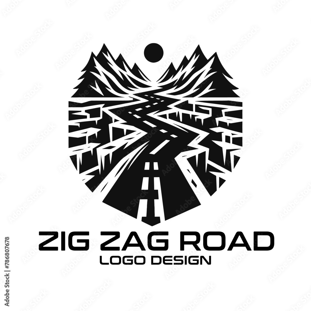 Zig Zag Road Vector Logo Design Zig Zag Road Vector Logo Design