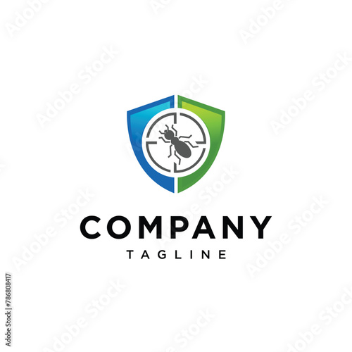 Shield ant Pest control logo icon vector template.eps