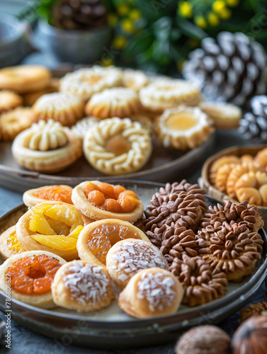 Various types of traditional cookies and sweets.