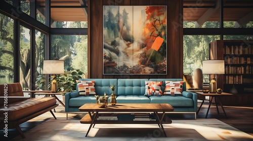 Mid-Century Modern Style Living Room   © Wajid