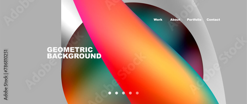 A liquidlike geometric background featuring a circle with an electric blue stripe gradient. Tints of magenta reminiscent of eyewear add a pop of color, creating a glassy pattern