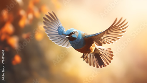 Male of Eastern Bluebird (Sialia sialis) in flight