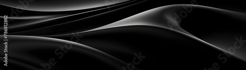 Captivating Waves of Luxurious Black Fabric - Elegant Minimalist Background with Dramatic Curves and Shadows