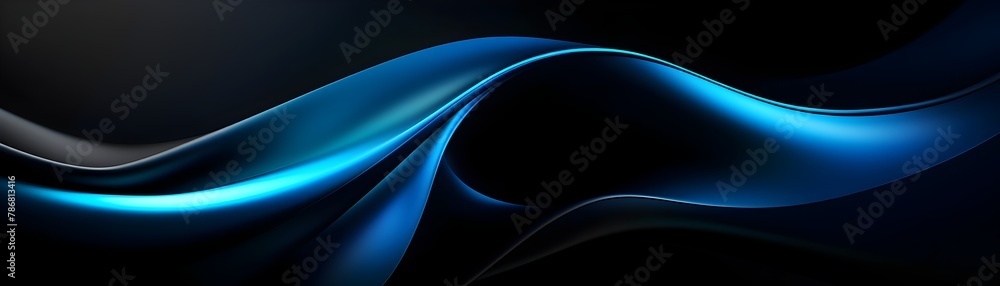 Obraz premium Dynamic and Flowing Blue Abstract Gradient Texture on Dark Background with Elegant Curves and Blurred Patterns