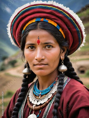 Portrait of Peruvan native woman photo