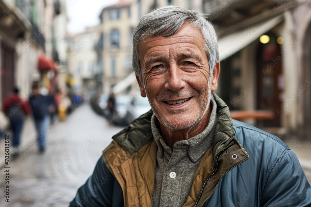 Portrait of a smiling senior man on a street in the city Portrait of a smiling senior man on a street in the city