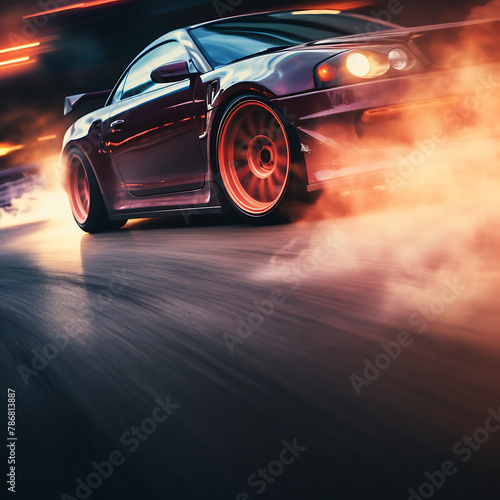 Sport car on the road with motion blur background. 3d rendering © Creative Laik